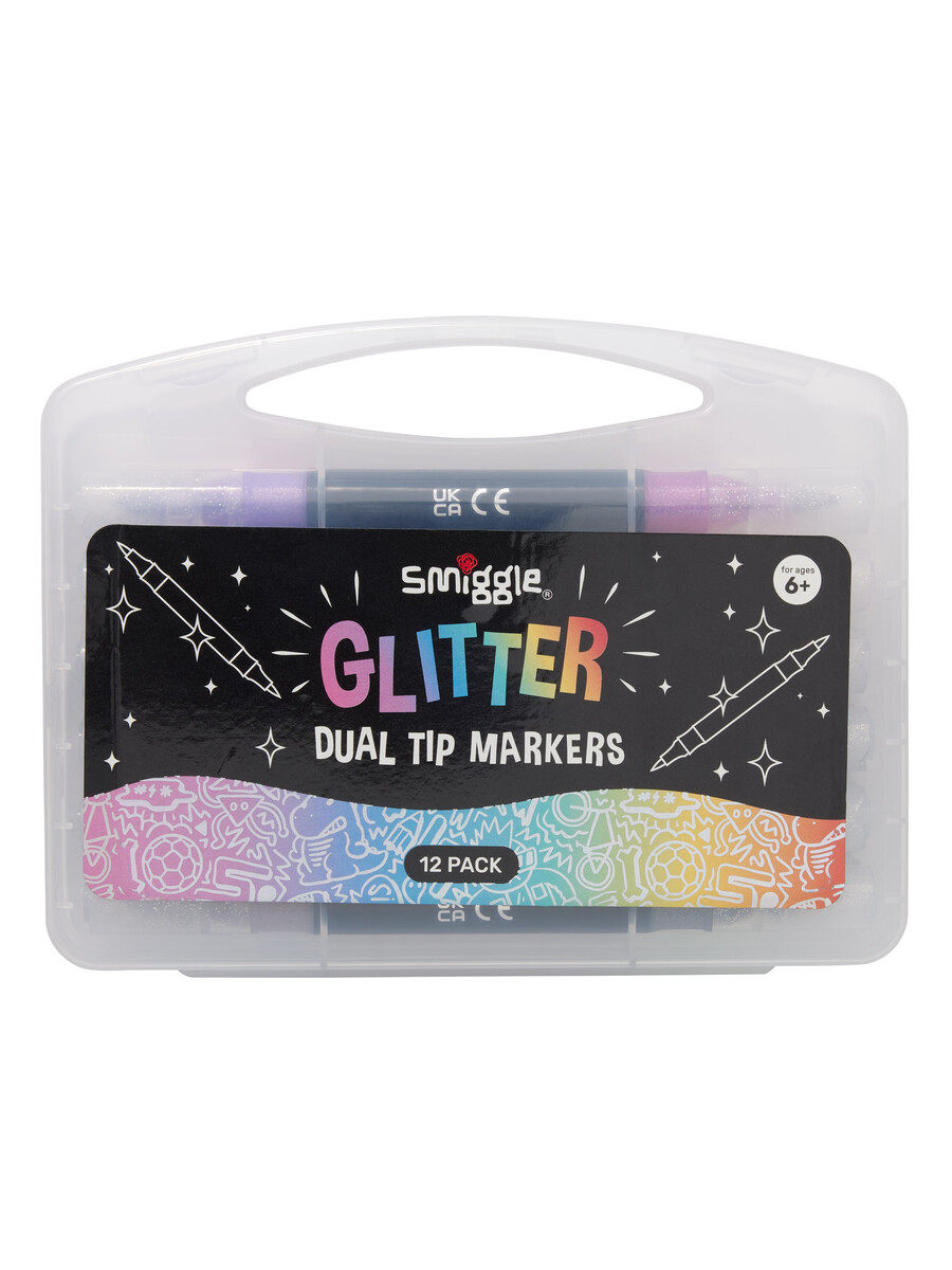 glitter dual tip marker pack x12